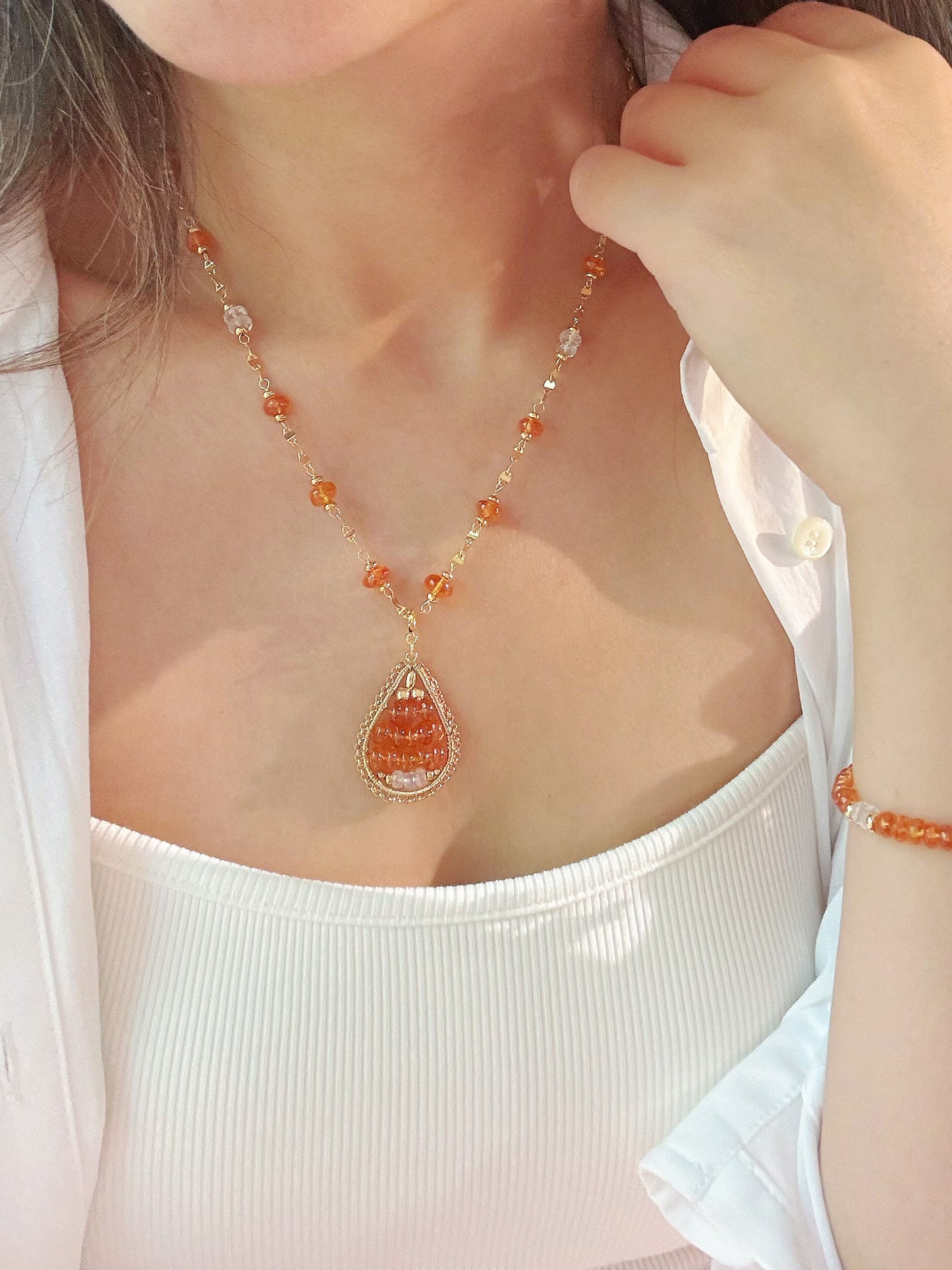 Mandarin Garnet handmade necklace