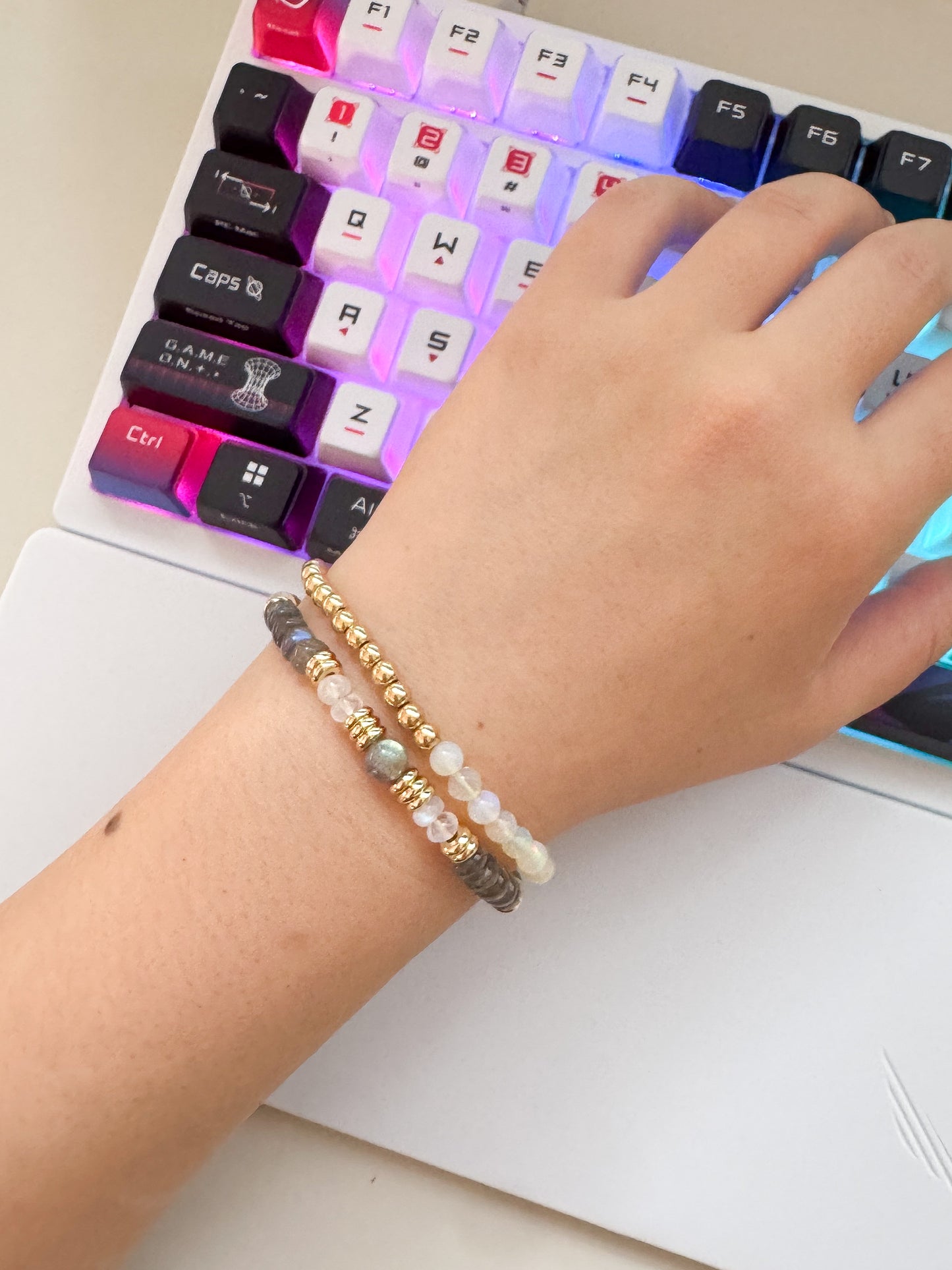 Labradorite moonstone handmade bracelet, 14k gold filled