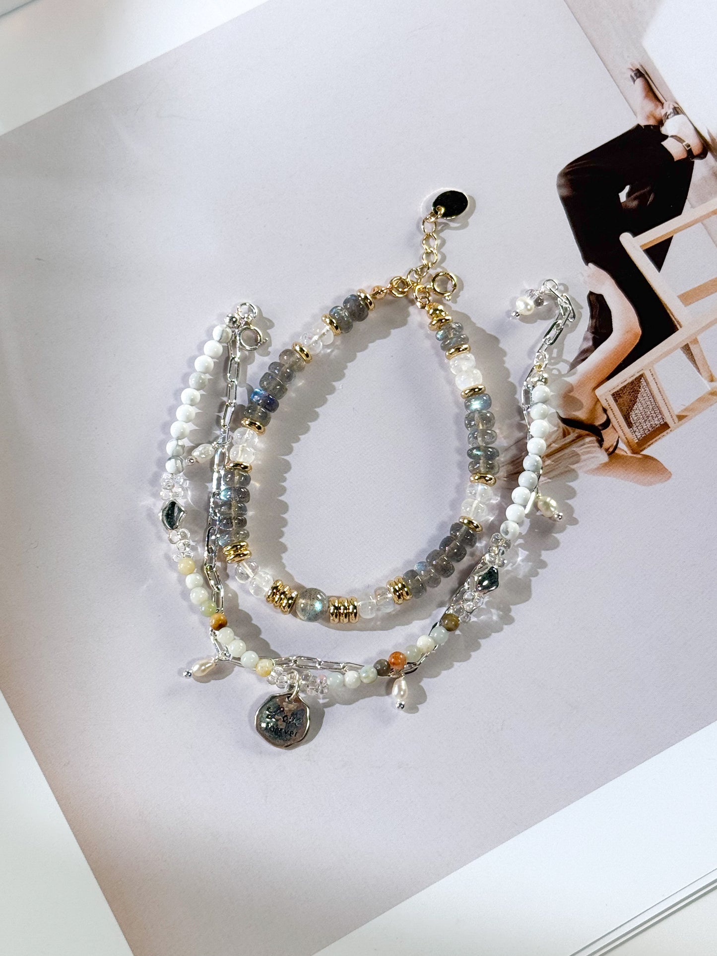 Labradorite moonstone handmade bracelet, 14k gold filled