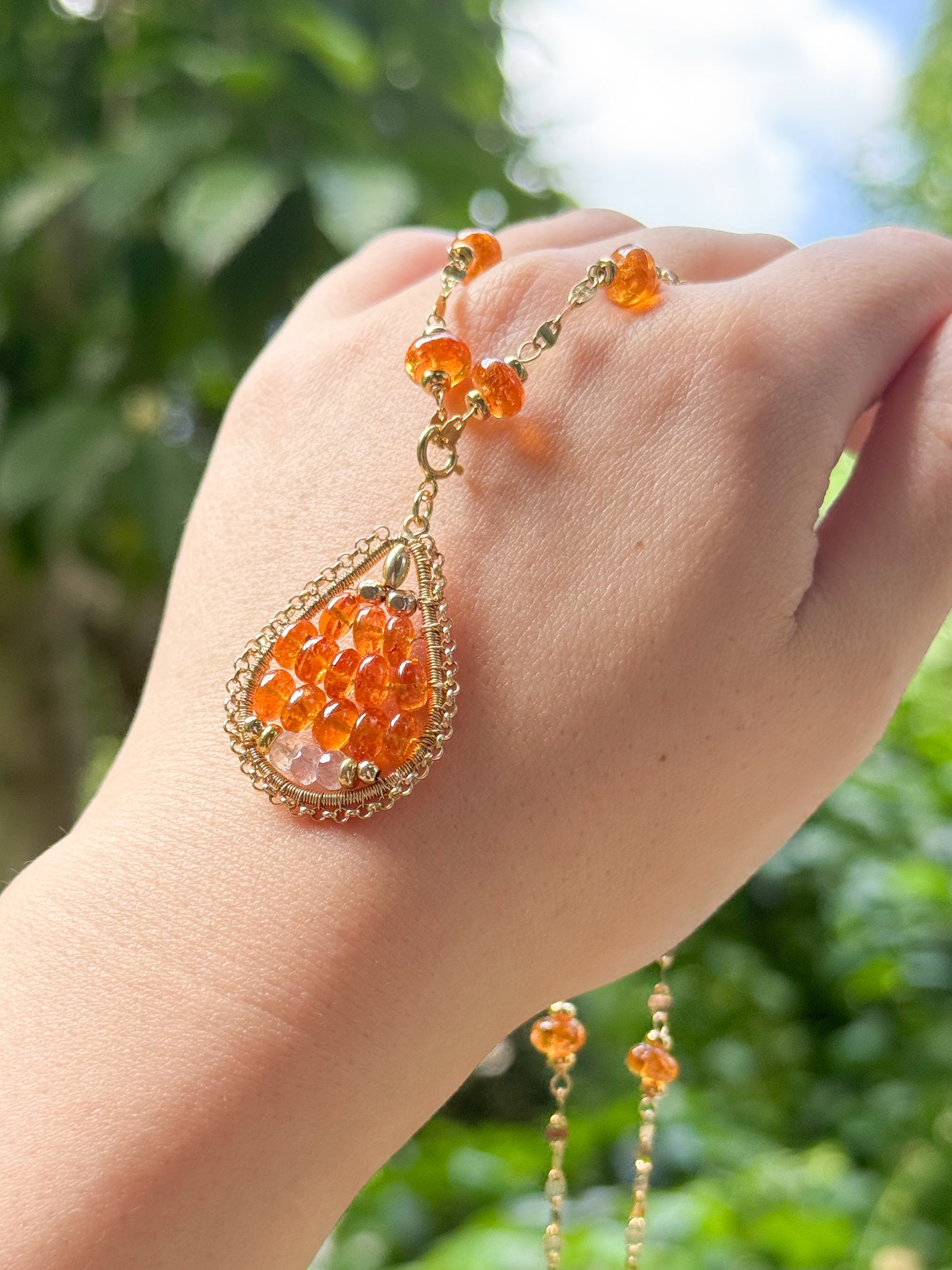 Mandarin Garnet handmade necklace